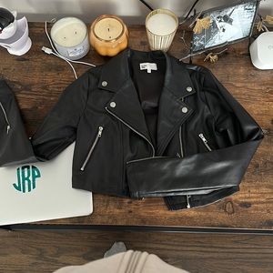 By the way crop leather jacket